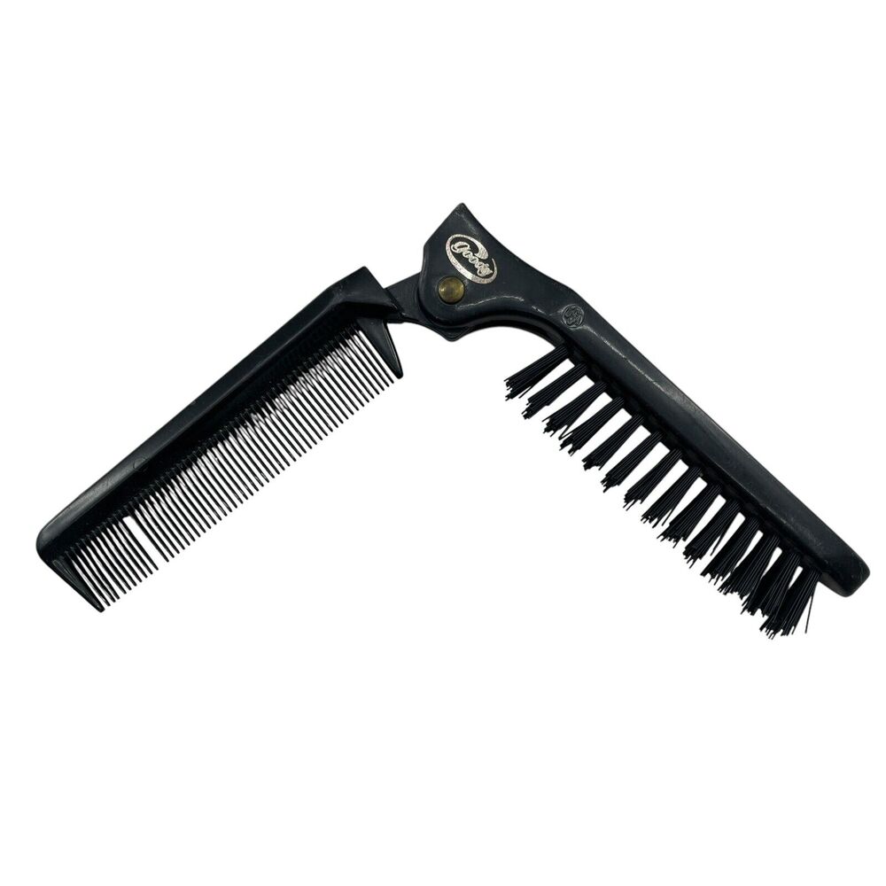 Goody Brush & Comb Folding Combo Black Handles‎ Vintage USA Made Style On The Go